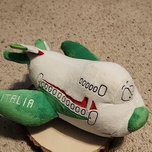 Alitalia Plush Airplane Toy Green and White